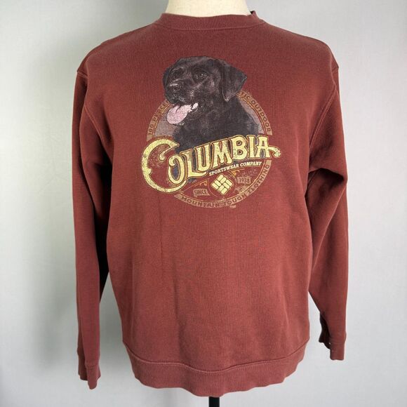 Columbia Sportswear Black Lab Dog Crew Sweatshirt, Rust Red Men's Sz Small 2/$25 - Picture 2 of 11